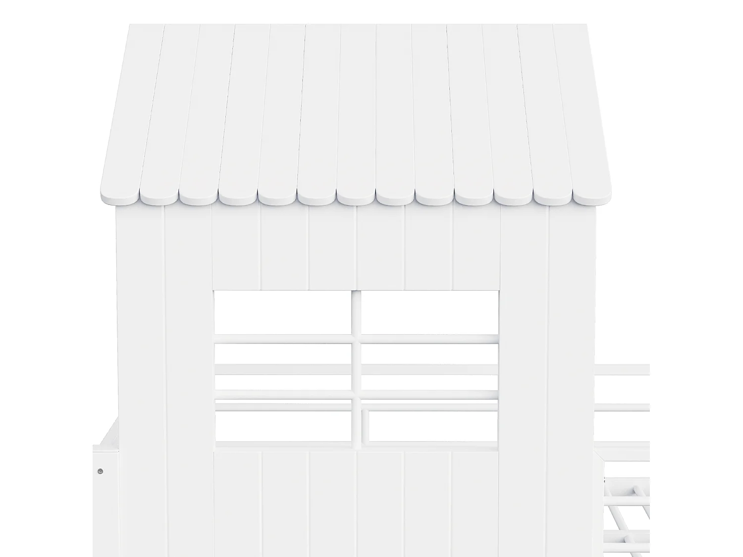 Lit mezzanine en métal pour enfant - 90 x 200 cm - style maison - avec étagère de rangement + escalier de rangement - MDF + métal - blanc