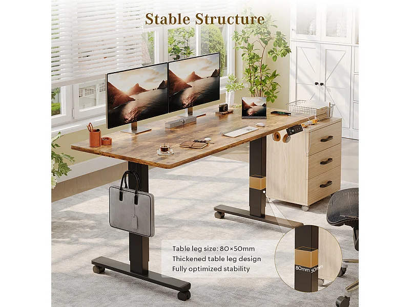 Bureau assis-debout électrique avec port de chargement USB-C, bureau ergonomique à hauteur réglable avec passe-câbles, pour bureau à domicile
