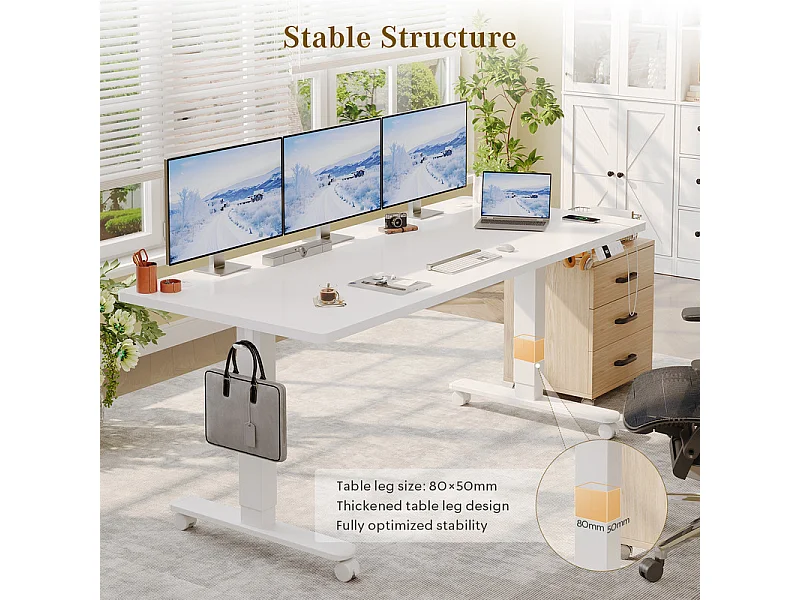 Bureau assis-debout électrique avec port de chargement USB-C, bureau ergonomique à hauteur réglable avec passe-câbles, pour bureau à domicile