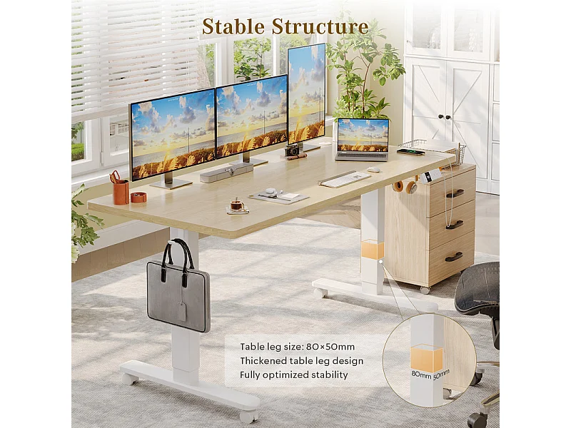 Bureau assis-debout électrique avec port de chargement USB-C, bureau ergonomique à hauteur réglable avec passe-câbles, pour bureau à domicile