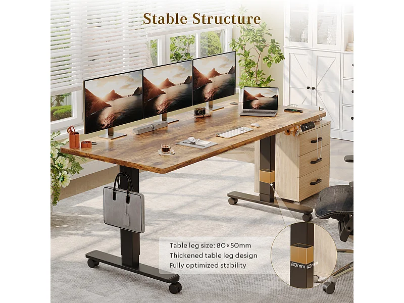 Bureau assis-debout électrique avec port de chargement USB-C, bureau ergonomique à hauteur réglable avec passe-câbles, pour bureau à domicile