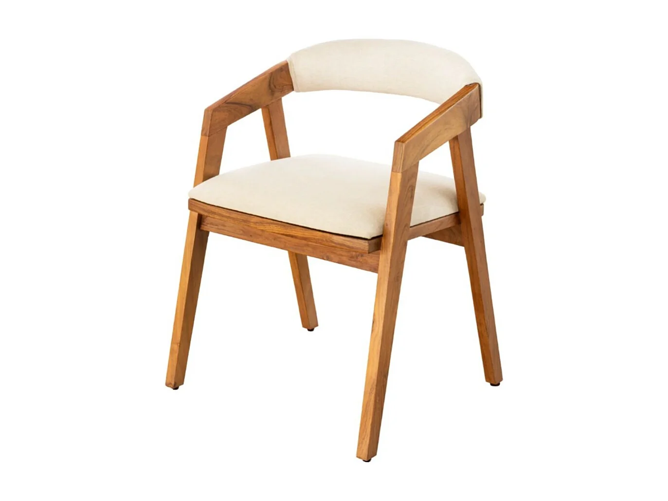Eetkamerstoel ARKAYA vintage van massief acaciahout en witte stof