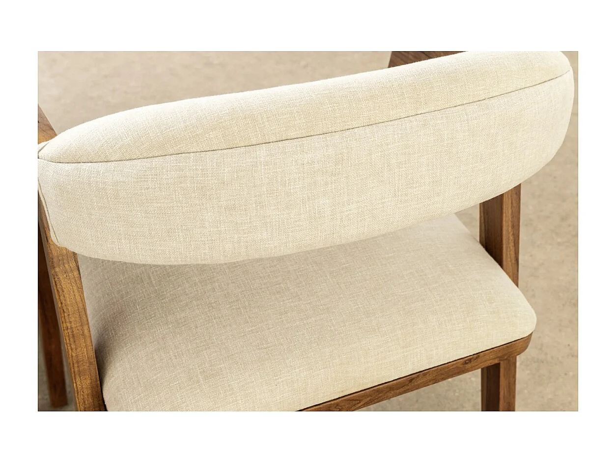 Eetkamerstoel ARKAYA vintage van massief acaciahout en witte stof