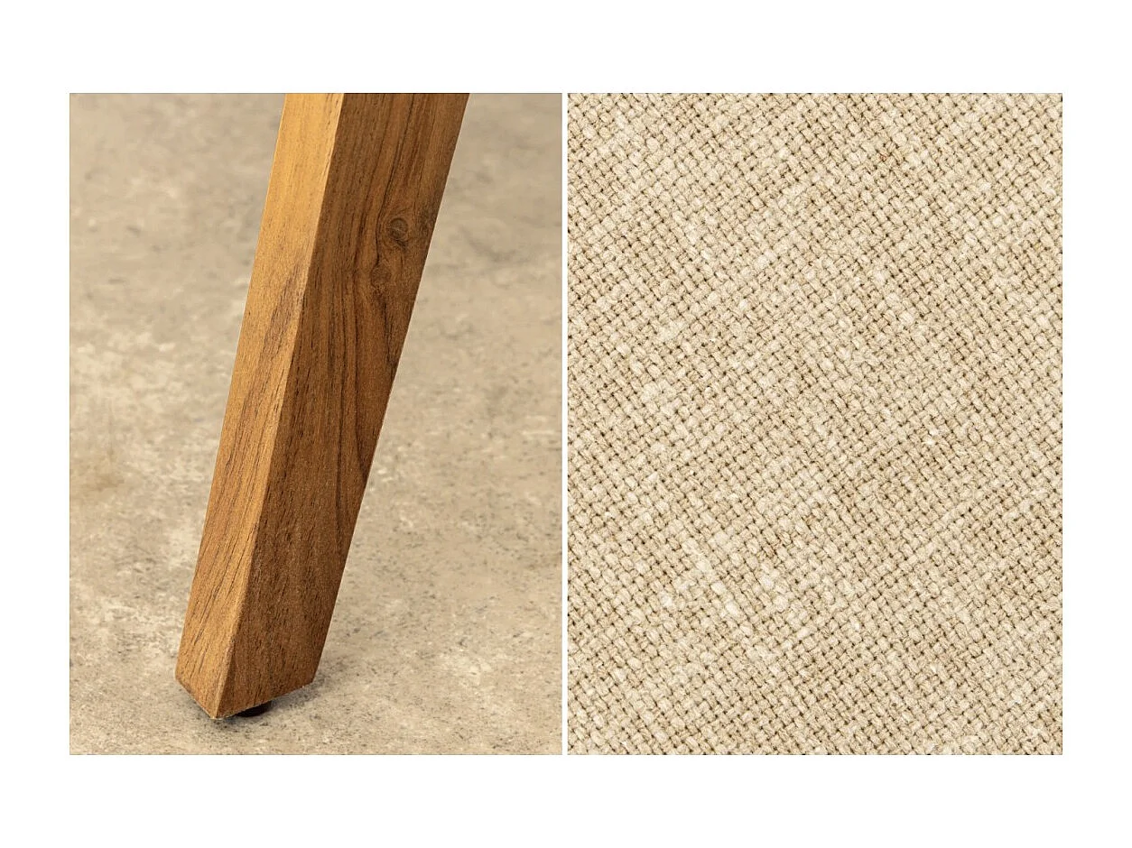 Eetkamerstoel ARKAYA vintage van massief acaciahout en witte stof