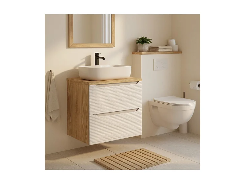 Plan vasque YOKA – Finition chêne clair, 80 cm