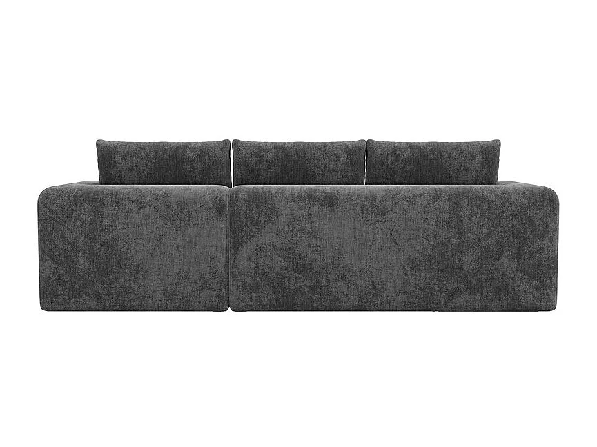 Canapé 3 Places d'angle droite modulable, en chenille gris, avec 3 coussins et 2 oreillers, méridienne, 244.5x136x79cm