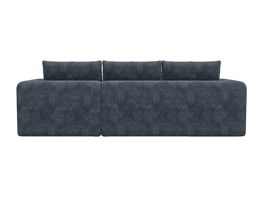 Canapé 3 Places d'angle droite modulable, en chenille bleu, avec 3 coussins et 2 oreillers, méridienne, 244.5x136x79cm