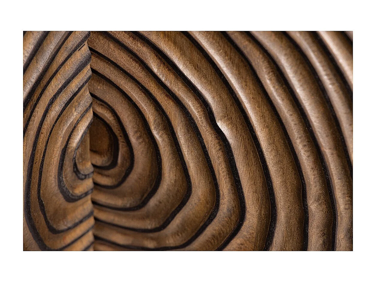 Buffet ZENWOOD 180 cm – Massief hout gesneden concentrische cirkels – 4 deuren