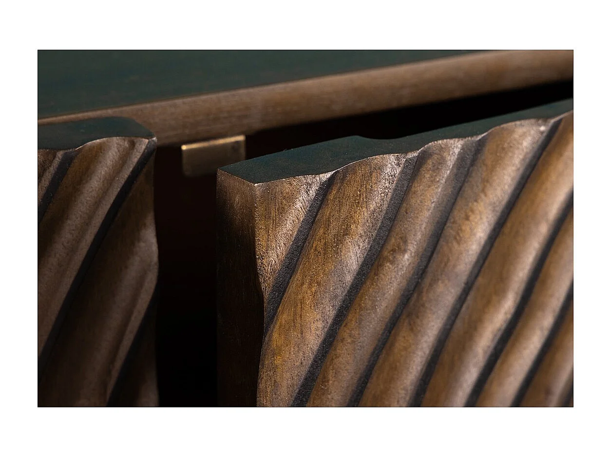 Buffet ZENWOOD 180 cm – Massief hout gesneden concentrische cirkels – 4 deuren