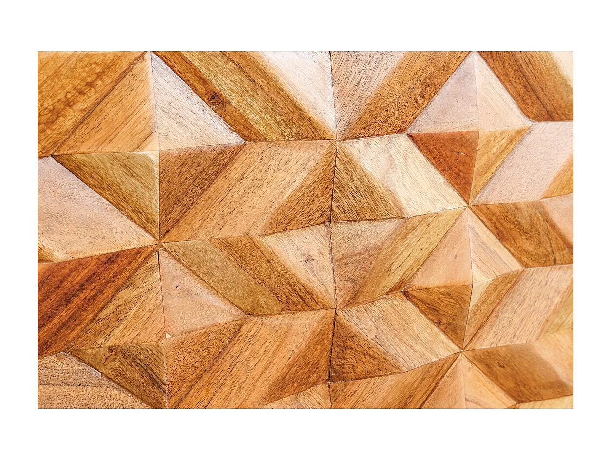 Buffet ARAVIS 145 cm – Massief licht acaciahout gesneden – 2 deuren en 3 laden