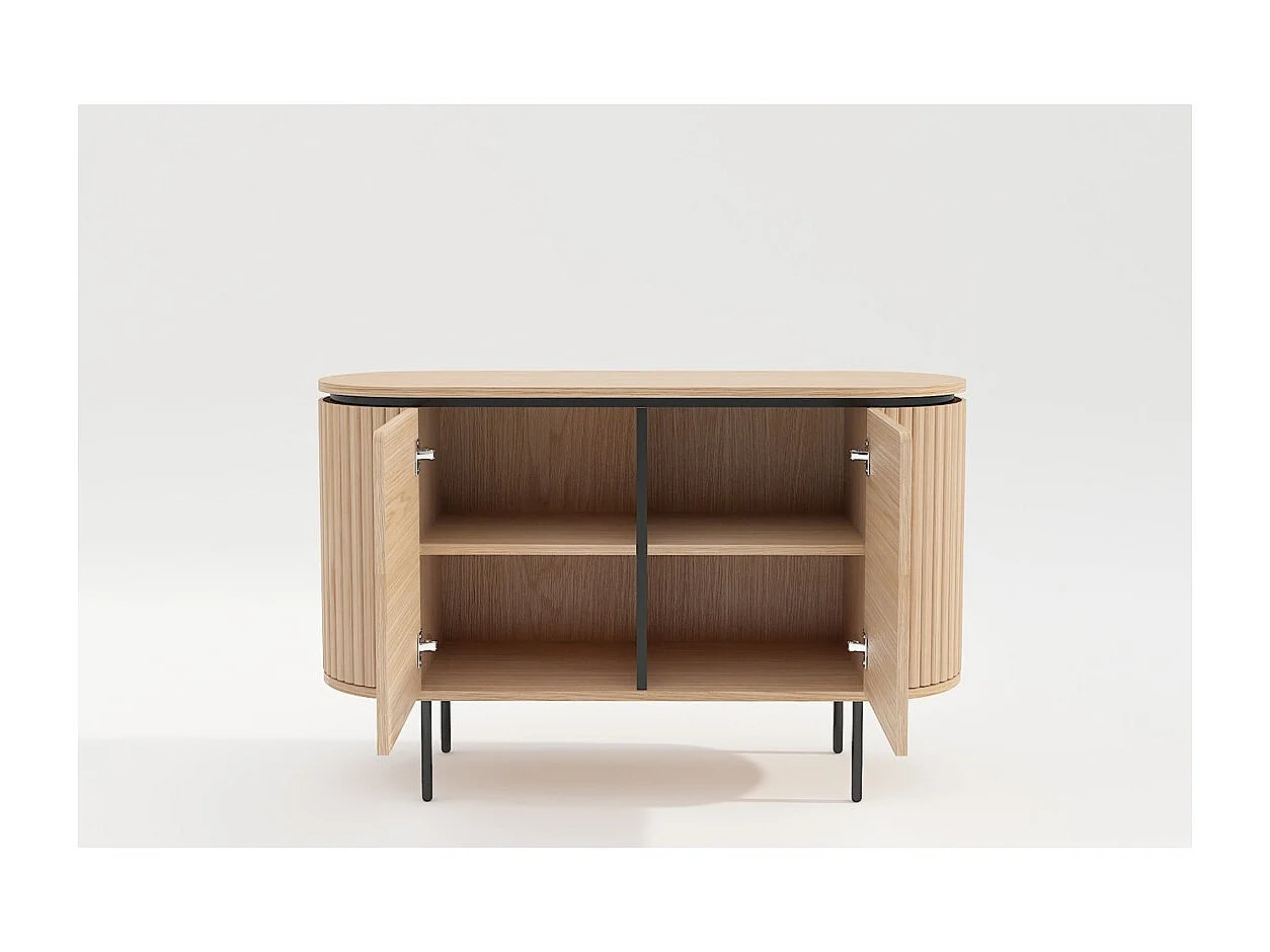 Buffet 120 cm 2 deuren licht eiken en zwart - Collectie SÖREN