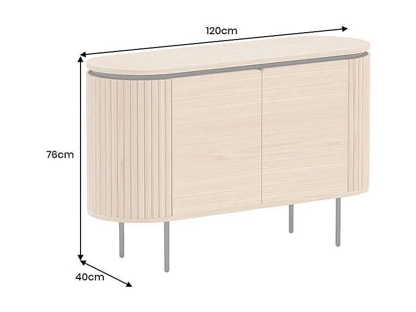 Buffet 120 cm 2 deuren licht eiken en zwart - Collectie SÖREN