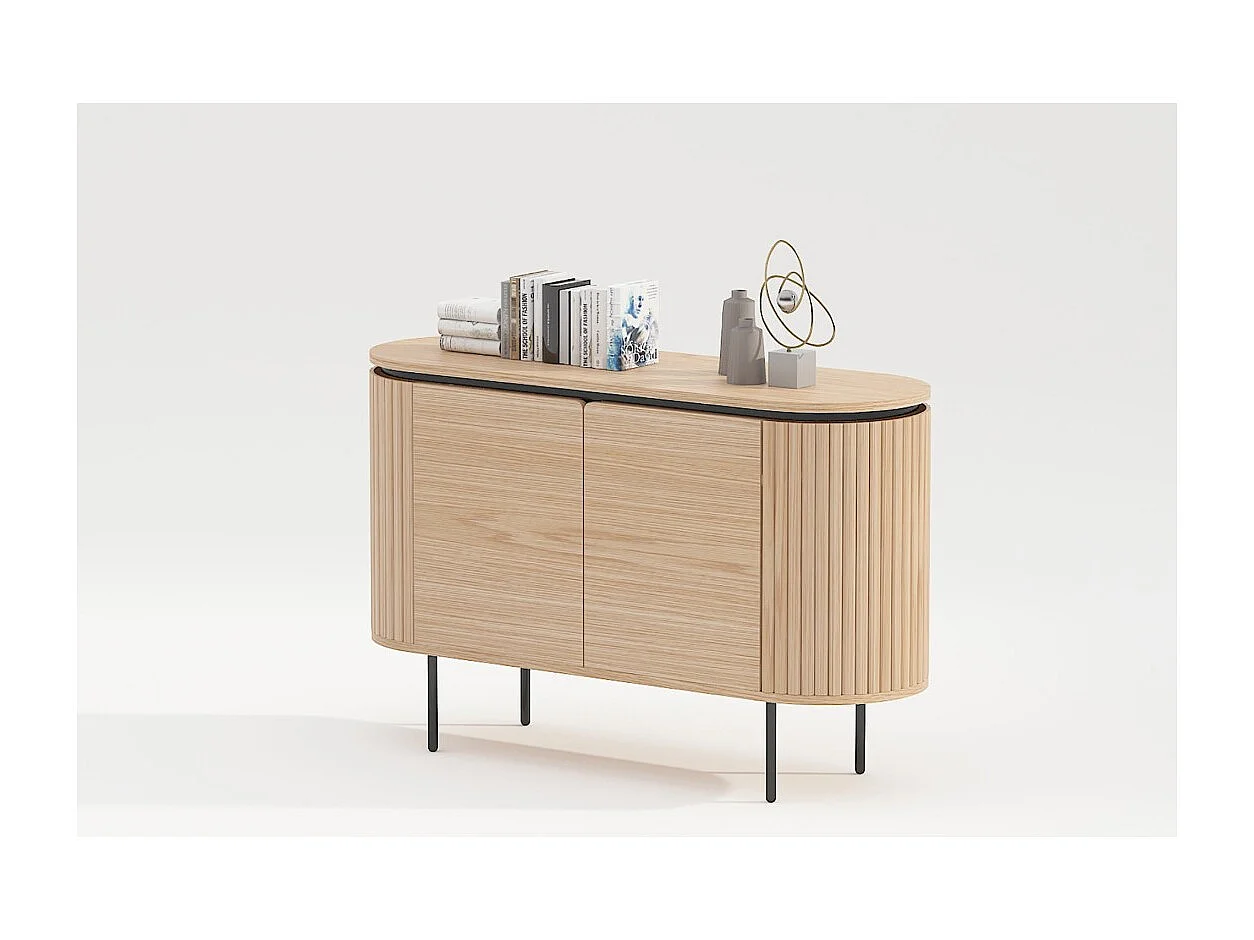 Buffet 120 cm 2 deuren licht eiken en zwart - Collectie SÖREN