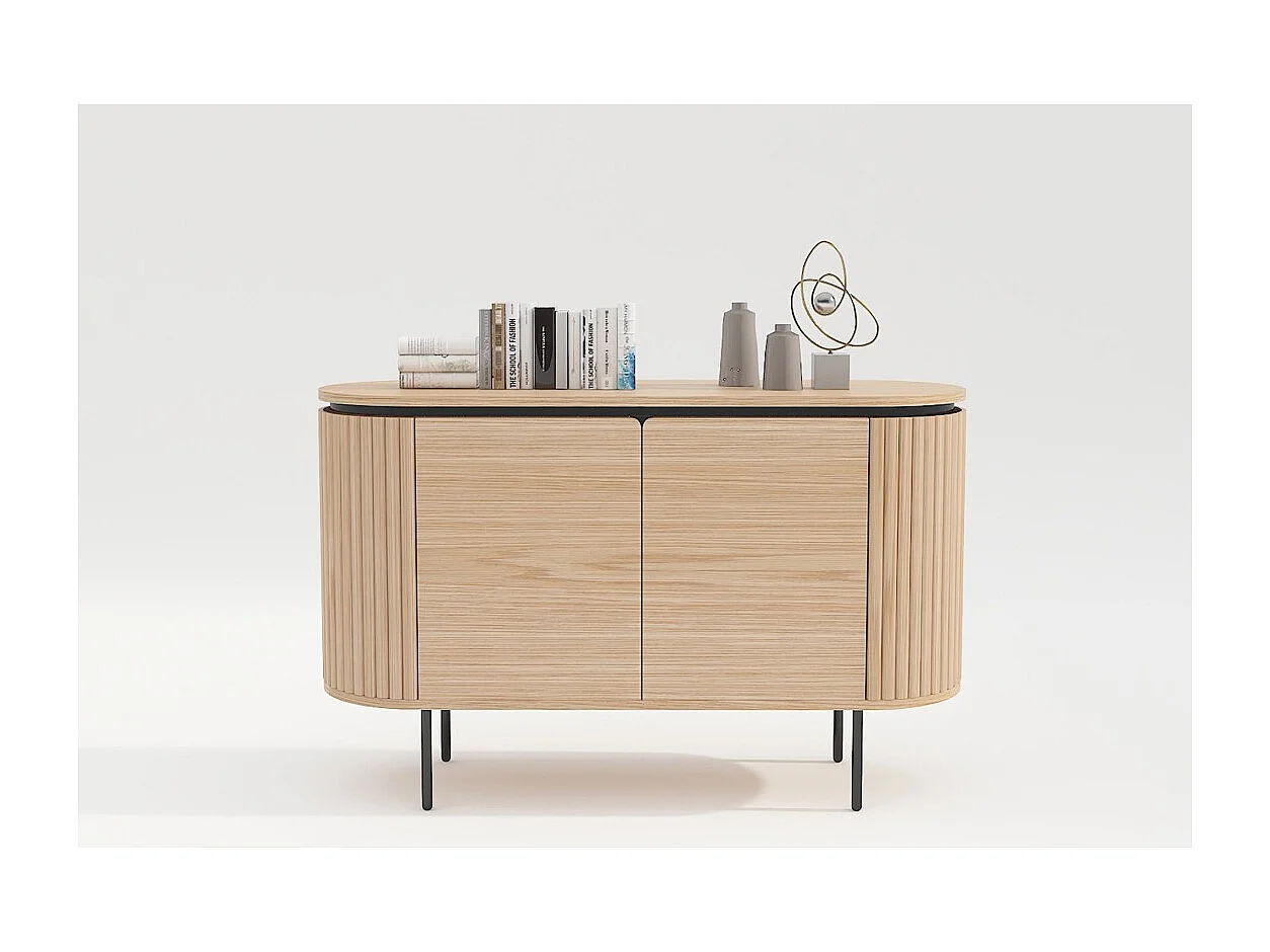 Buffet 120 cm 2 deuren licht eiken en zwart - Collectie SÖREN