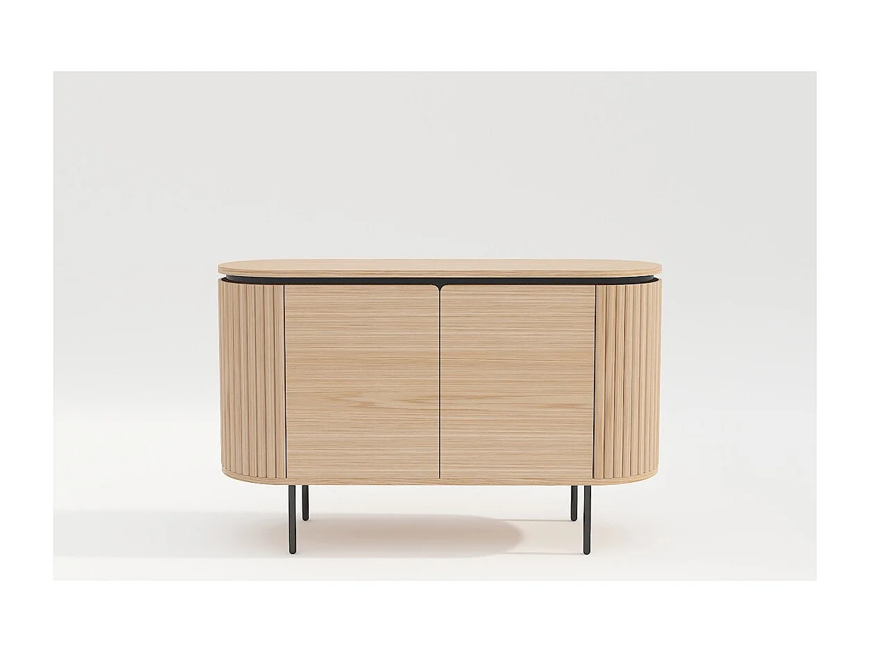 Buffet 120 cm 2 deuren licht eiken en zwart - Collectie SÖREN