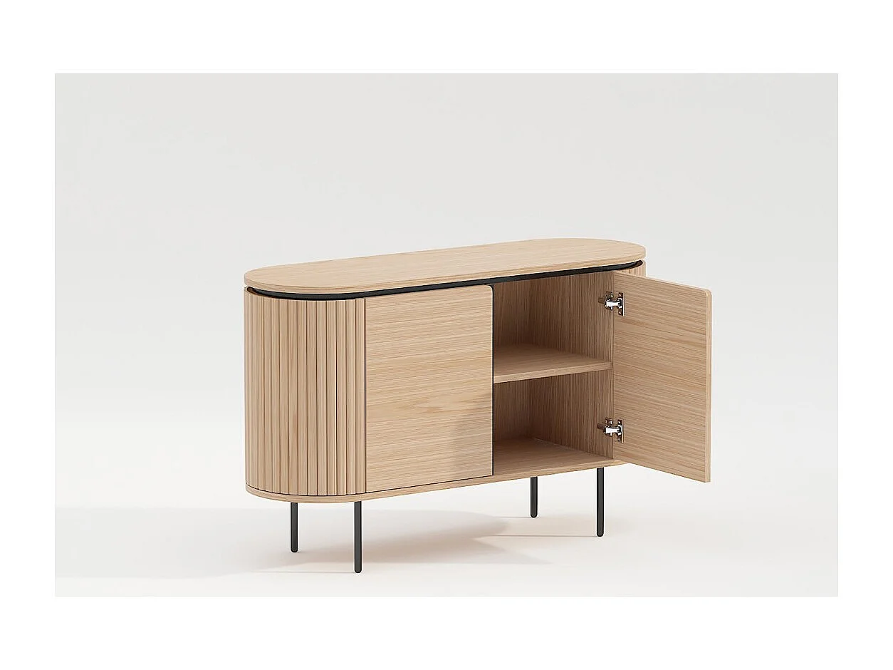 Buffet 120 cm 2 deuren licht eiken en zwart - Collectie SÖREN