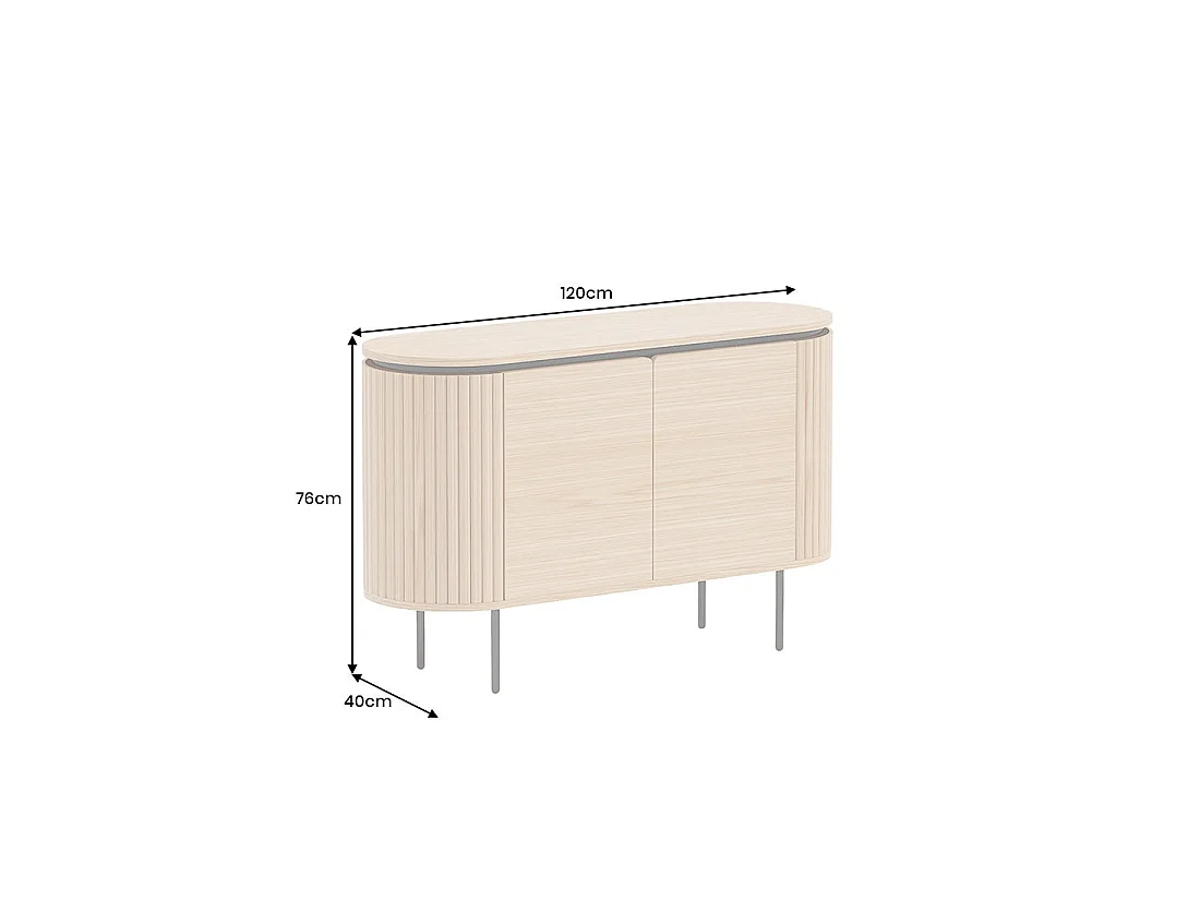 Buffet 120 cm 2 Türen Eichenhell und Schwarz – Kollektion SÖREN