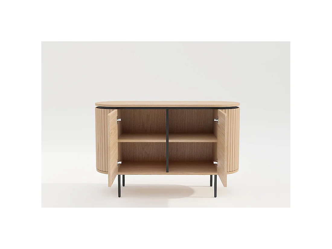 Buffet 120 cm 2 Türen Eichenhell und Schwarz – Kollektion SÖREN