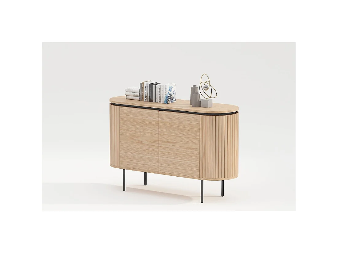 Buffet 120 cm 2 Türen Eichenhell und Schwarz – Kollektion SÖREN