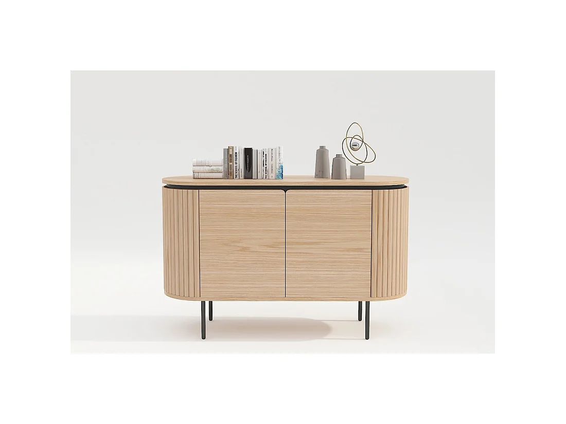 Buffet 120 cm 2 Türen Eichenhell und Schwarz – Kollektion SÖREN