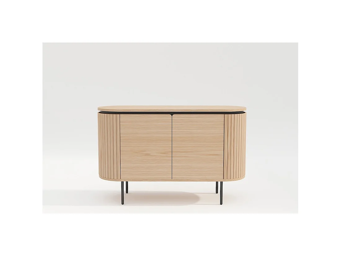 Buffet 120 cm 2 Türen Eichenhell und Schwarz – Kollektion SÖREN