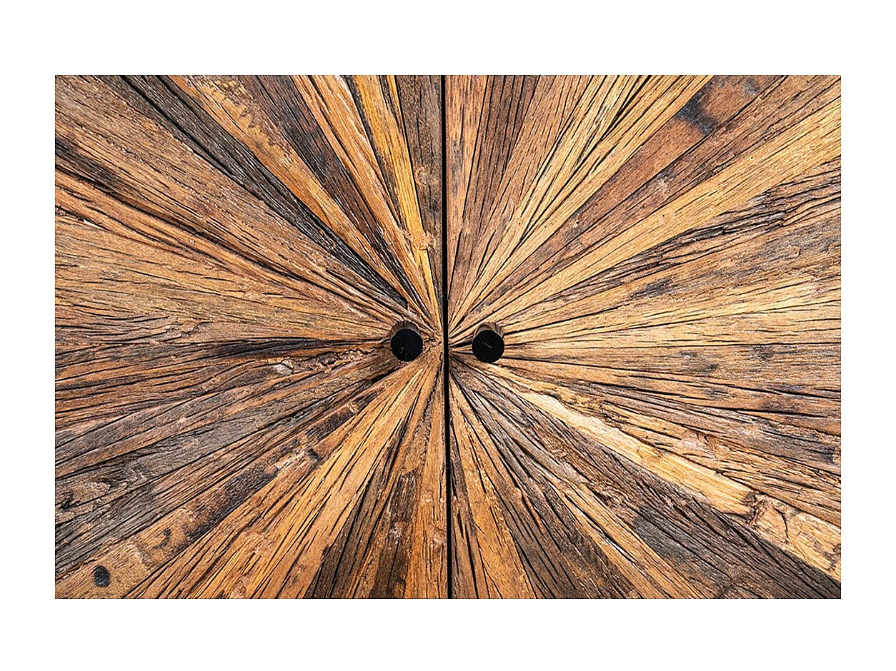 Buffet RAOKA 180 cm in legno massiccio di mango e teak – Motivo solare scolpito