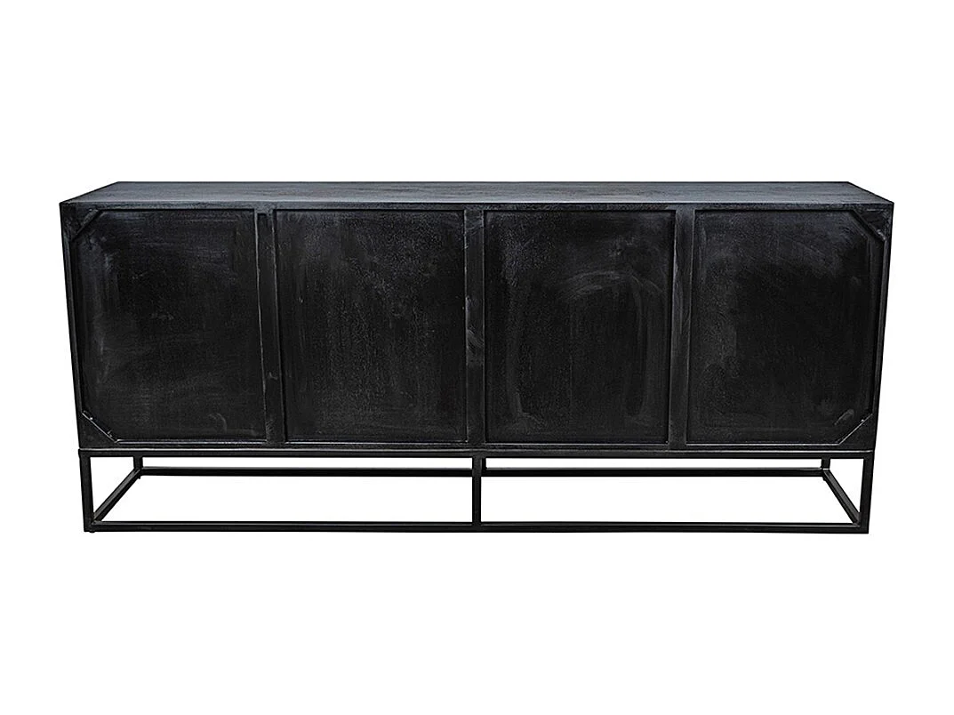 Buffet RAOKA 180 cm in legno massiccio di mango e teak – Motivo solare scolpito