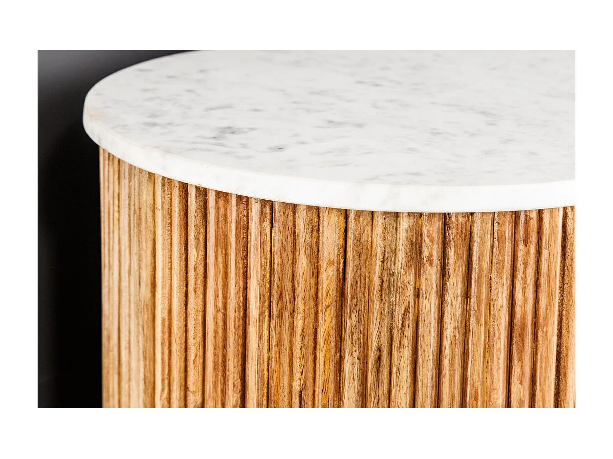 Buffet 105 cm 2 deuren massief hout, wit en gouden marmer - Collectie YONA