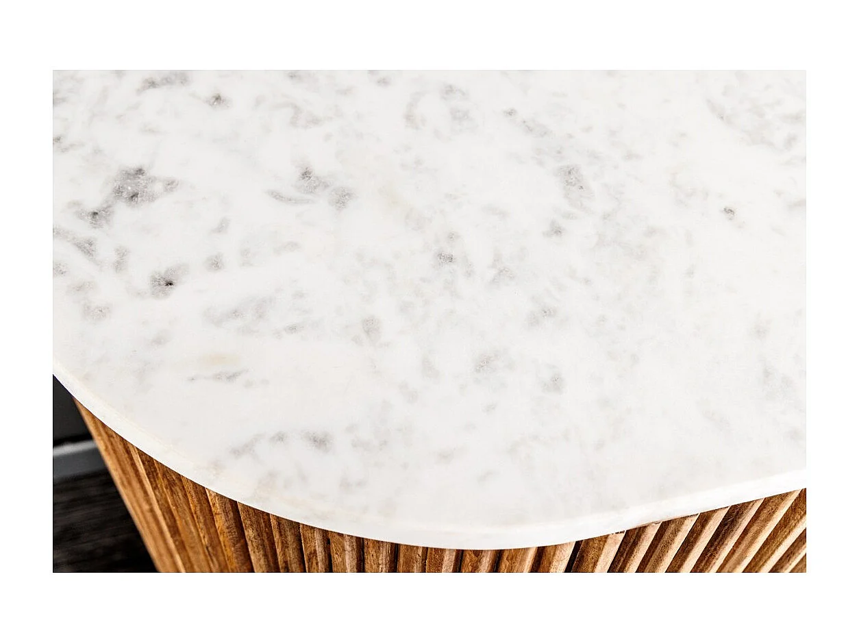 Buffet 105 cm 2 deuren massief hout, wit en gouden marmer - Collectie YONA