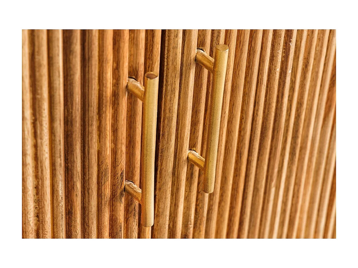 Buffet 105 cm 2 deuren massief hout, wit en gouden marmer - Collectie YONA