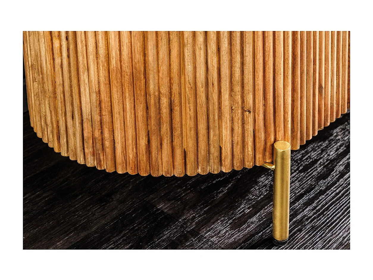 Buffet 105 cm 2 deuren massief hout, wit en gouden marmer - Collectie YONA