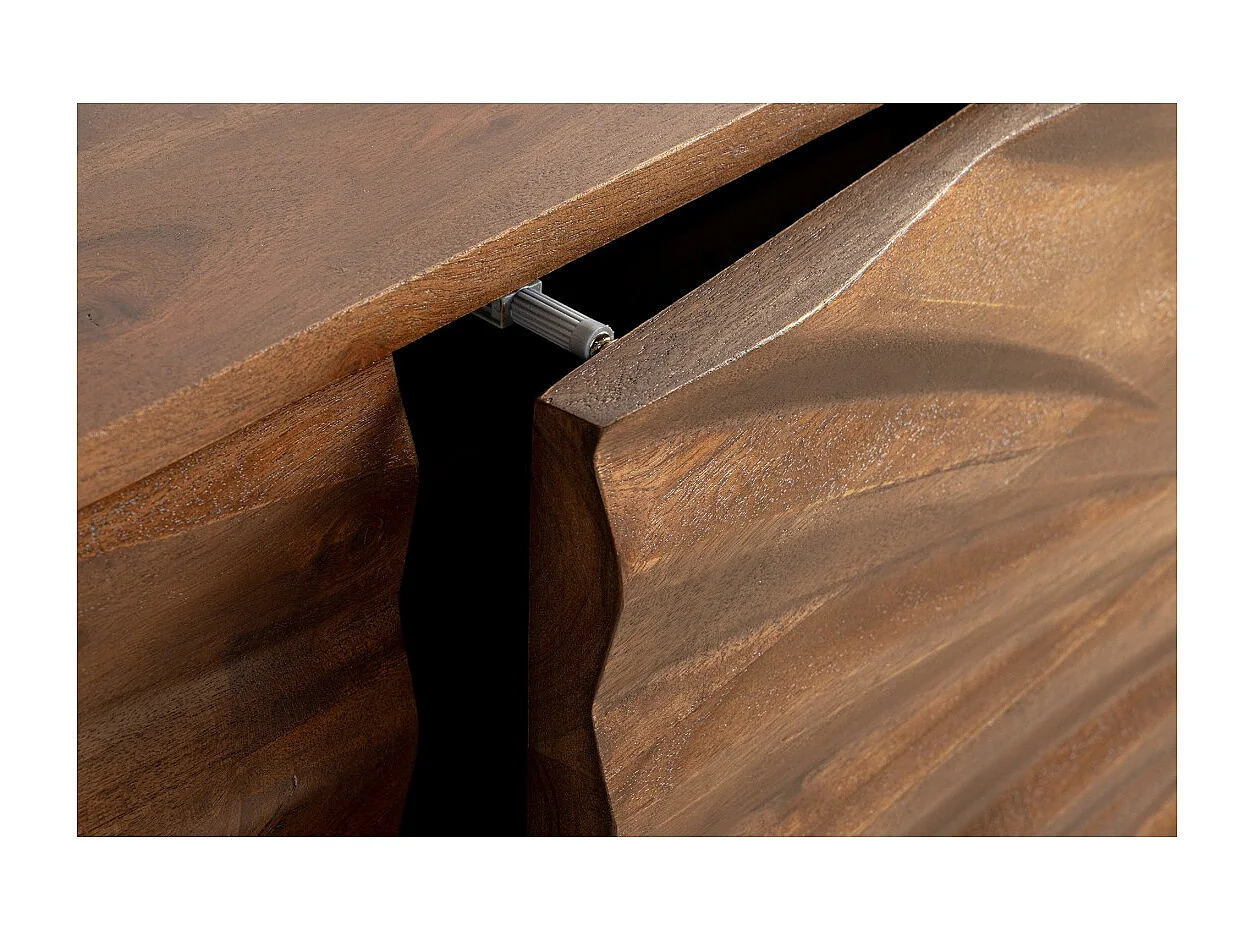 Buffet SYRMA 175 cm – Massief acaciahout met gesneden – Dynamisch 3D-ontwerp