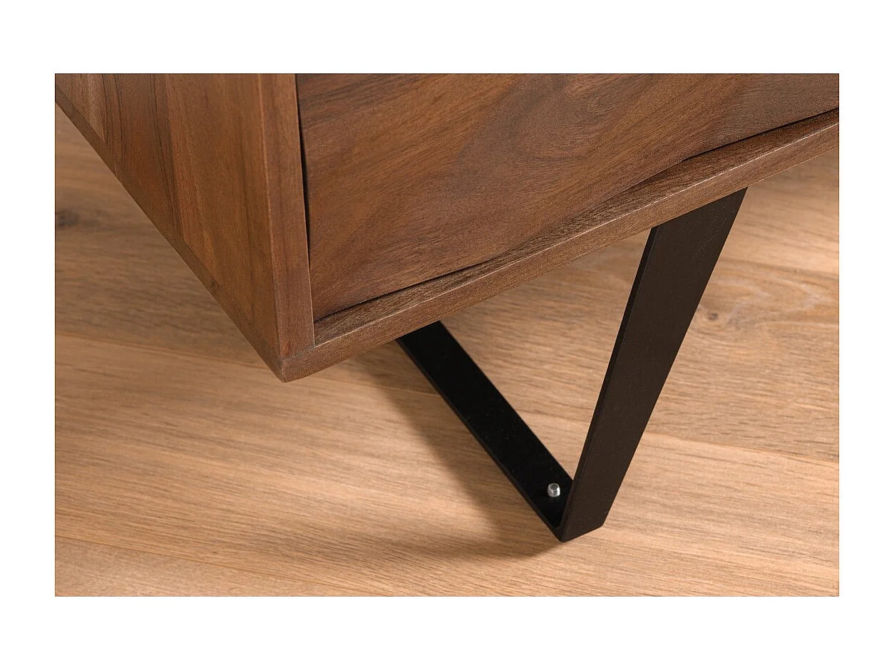 Buffet SYRMA 175 cm – Massief acaciahout met gesneden – Dynamisch 3D-ontwerp