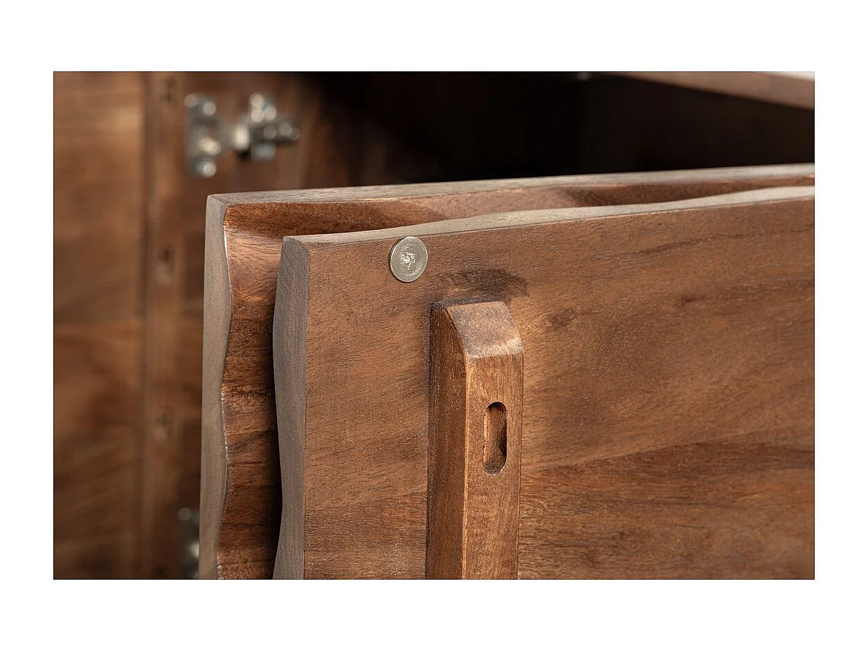 Buffet SYRMA 175 cm – Massief acaciahout met gesneden – Dynamisch 3D-ontwerp