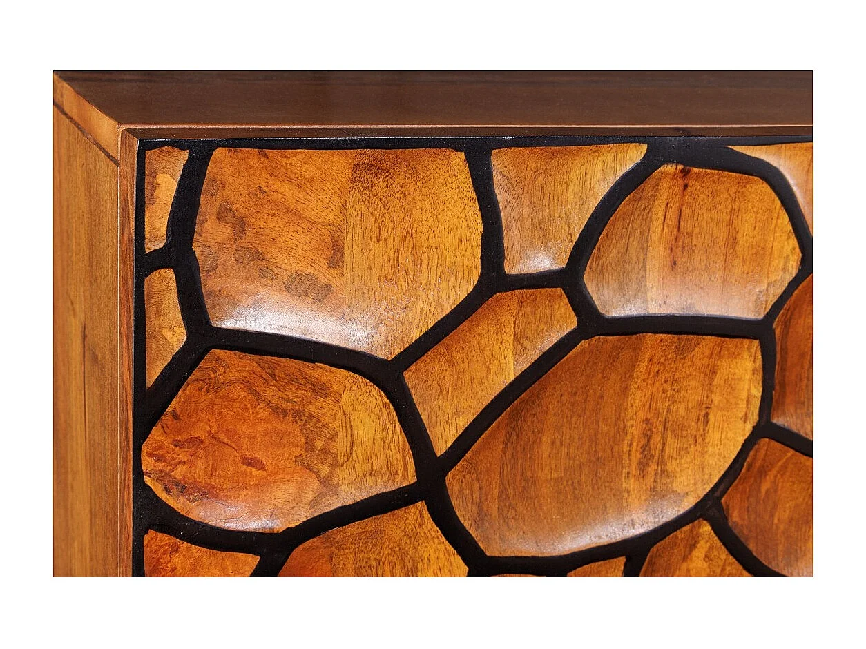 Buffet TERRAKAN 180 cm – Bois Massif de Manguier Marron – Façade Sculptée 3D