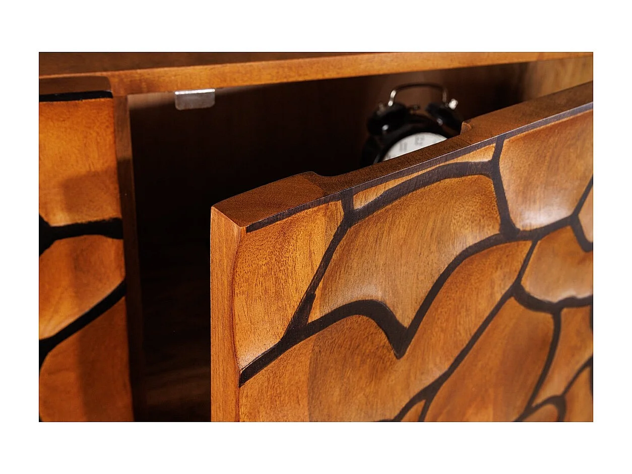 Buffet TERRAKAN 180 cm – Bois Massif de Manguier Marron – Façade Sculptée 3D