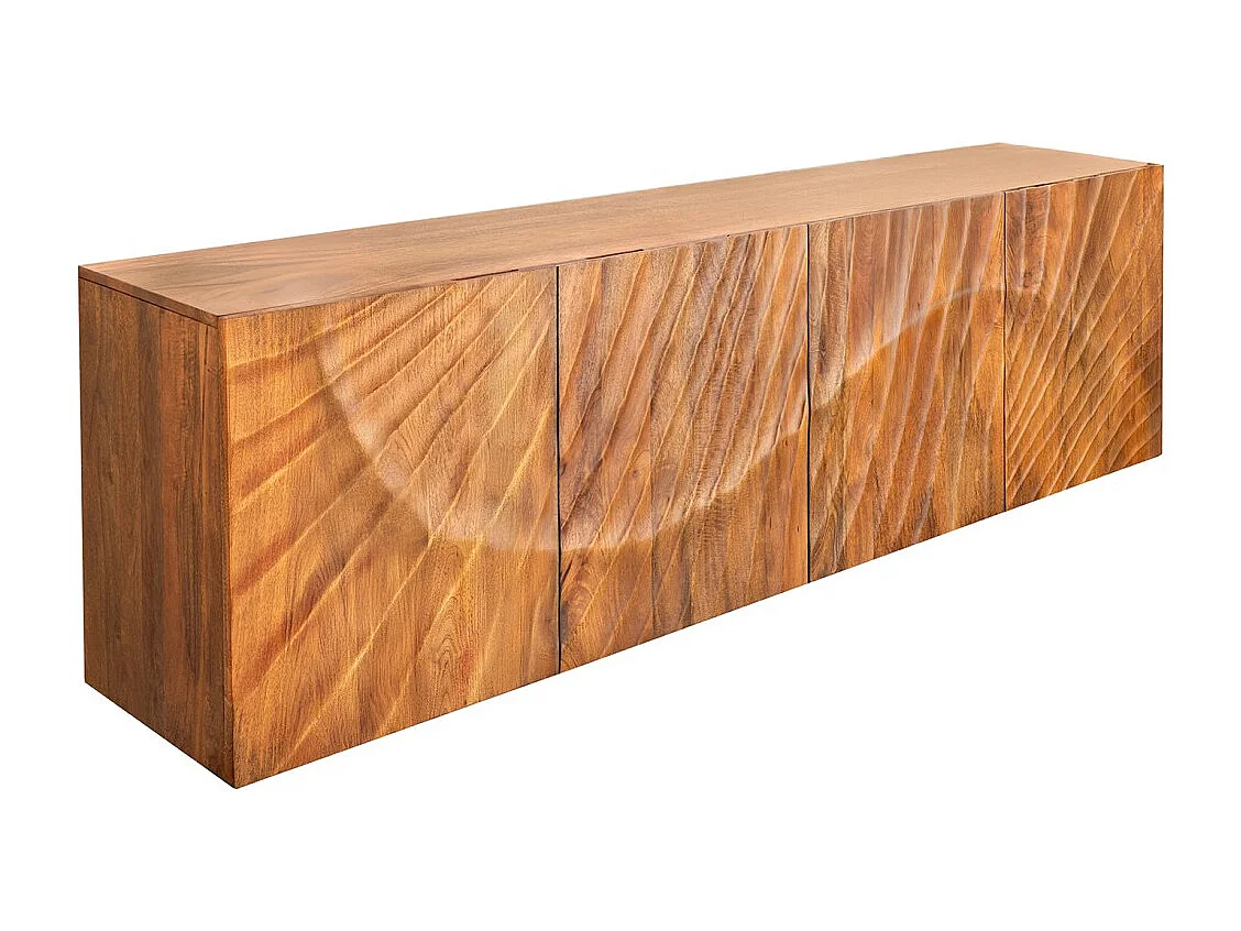 Buffet 180 cm 4 portes bois sculpté naturel – Collection SILVA