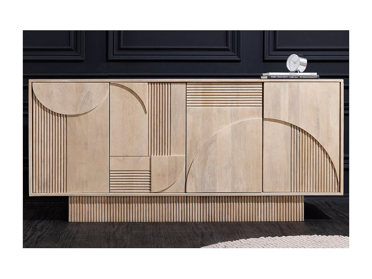 Buffet ORINO 170 cm – Madera maciza de mango blanqueado – Estilo Art Déco