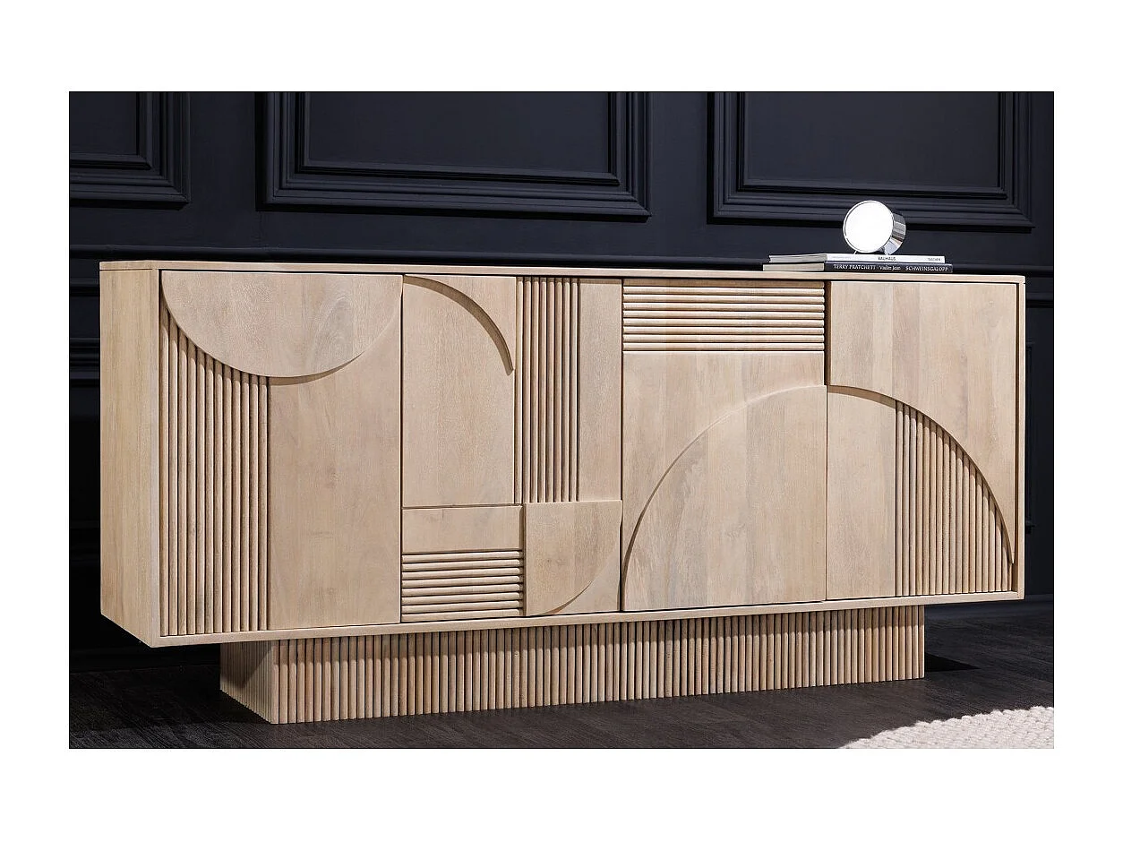 Buffet ORINO 170 cm – Madera maciza de mango blanqueado – Estilo Art Déco