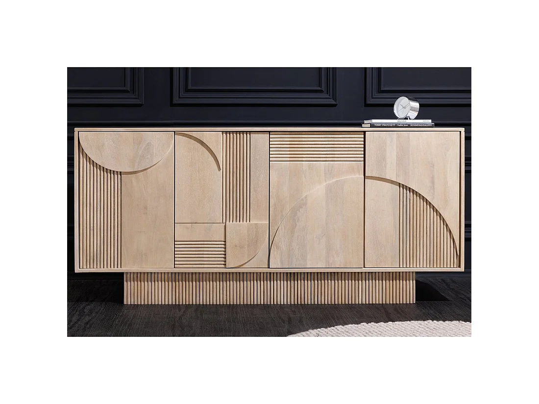 Buffet ORINO 170 cm – Massief mangohout in whitewash – Art Deco stijl
