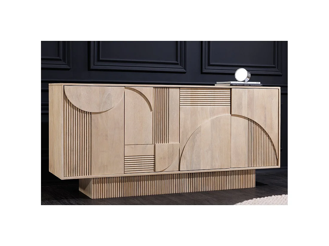 Buffet ORINO 170 cm – Massief mangohout in whitewash – Art Deco stijl