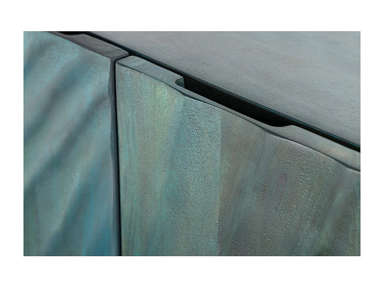 Buffet LUMBER 180 cm – Bois sculpté turquoise et doré, style design contemporain