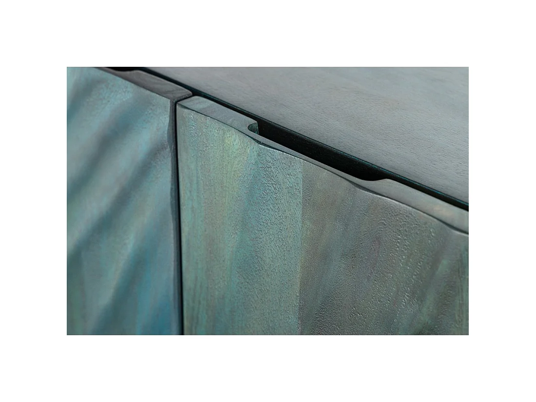 Buffet LUMBER 180 cm – Legno scolpito turchese e dorato, stile design contemporaneo