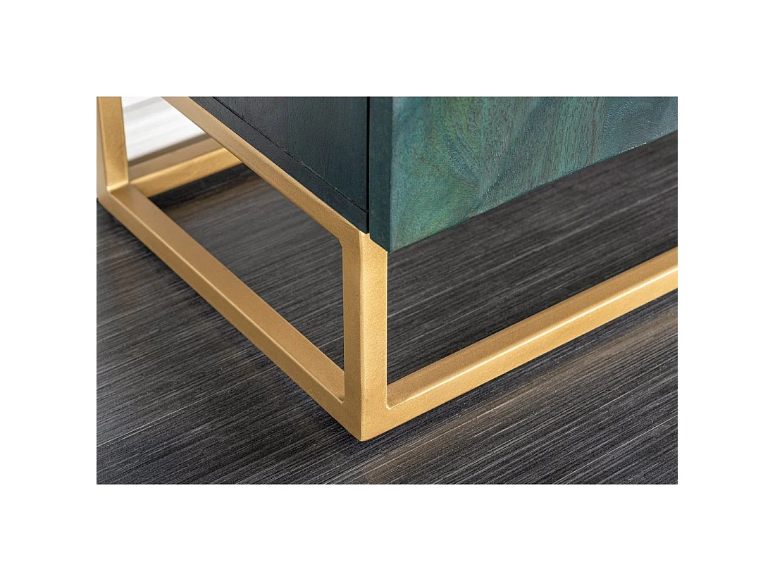 Buffet LUMBER 180 cm – Legno scolpito turchese e dorato, stile design contemporaneo