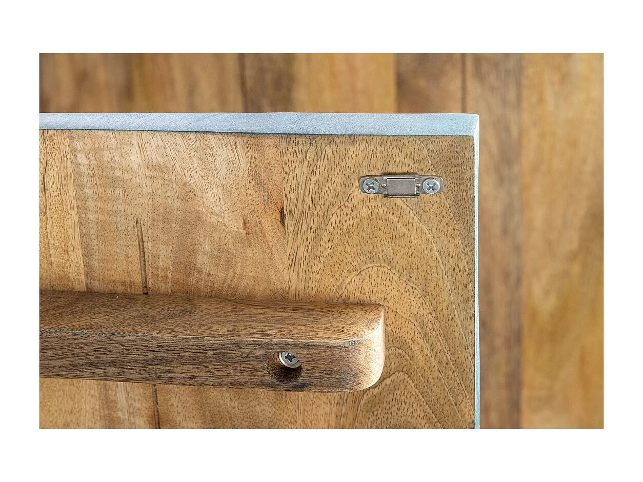 Buffet SOLARIS 180 cm en bois massif sculpté bleu et doré – 4 portes