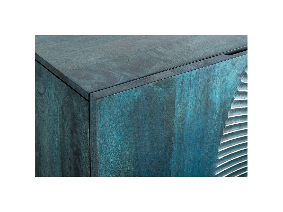 Buffet SOLARIS 180 cm in massief hout uitgesneden blauw en goud – 4 deuren