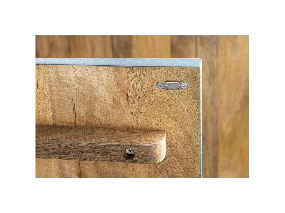 Buffet SOLARIS 180 cm in massief hout uitgesneden blauw en goud – 4 deuren