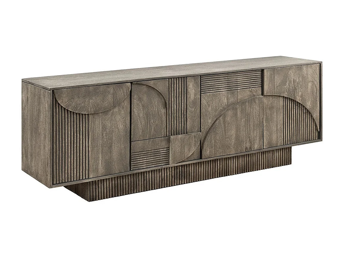 Buffet 170 cm 4 portes bois massif manguier fumé gris – Collection ORINO