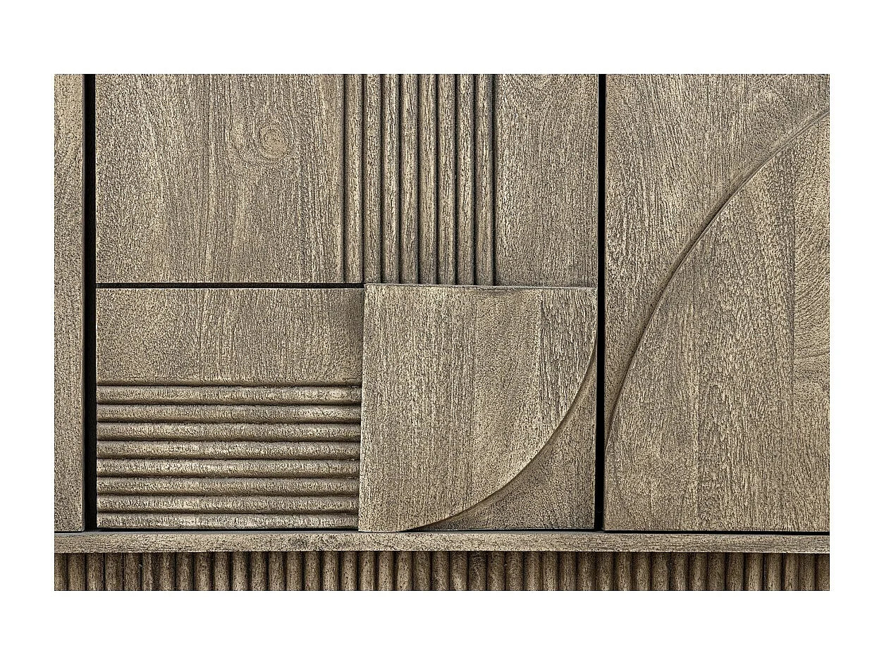 Buffet 170 cm 4 portes bois massif manguier fumé gris – Collection ORINO