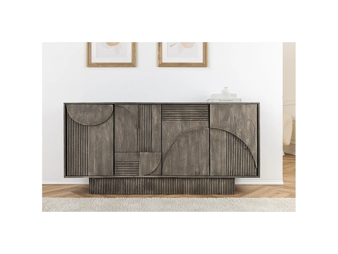 Buffet 170 cm 4 porte legno massiccio mango grigio fumé - Collezione ORINO